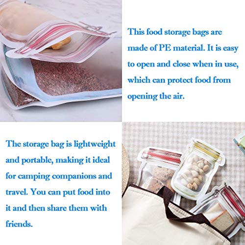 Image of INKULTURE 20 Pcs Medium and Large Mason Jar Ziplock Bags Storage, Reusable Freezer Bags (Polyethylene, Multicolour)