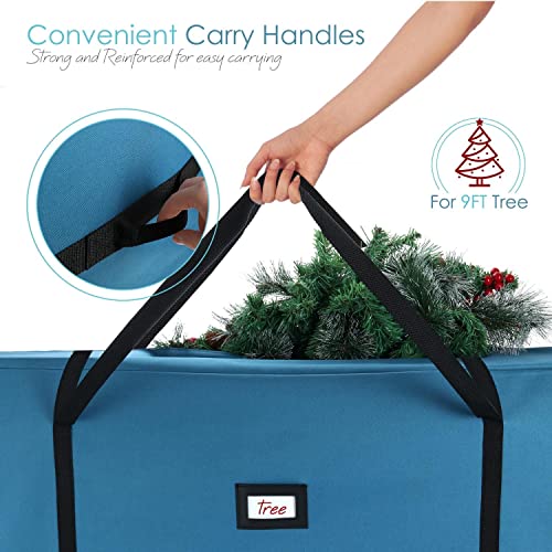 Image of Hearth & Harbor Christmas Tree Storage Bag - Artificial Christmas Tree Bag with Reinforced Handles, Dual Zipper, Wide Opening - Storage Container for Trees and Decorations, 7.5 + 9 FT - 600D Oxford