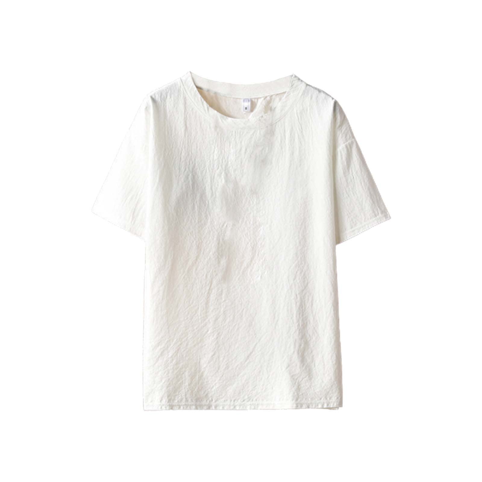 Mens Boxy Raw Cut Tee Short Sleeve Round Neck T Shirts Basic Tops Casual Tee for Summer Beach