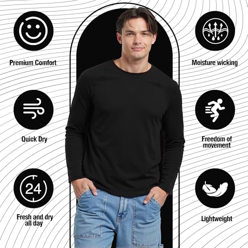 Men’s Bamboo Viscose Running Long Sleeve Shirts Moisture Wicking Quick Dry Breathable Lightweight Athletic Workout Gym3