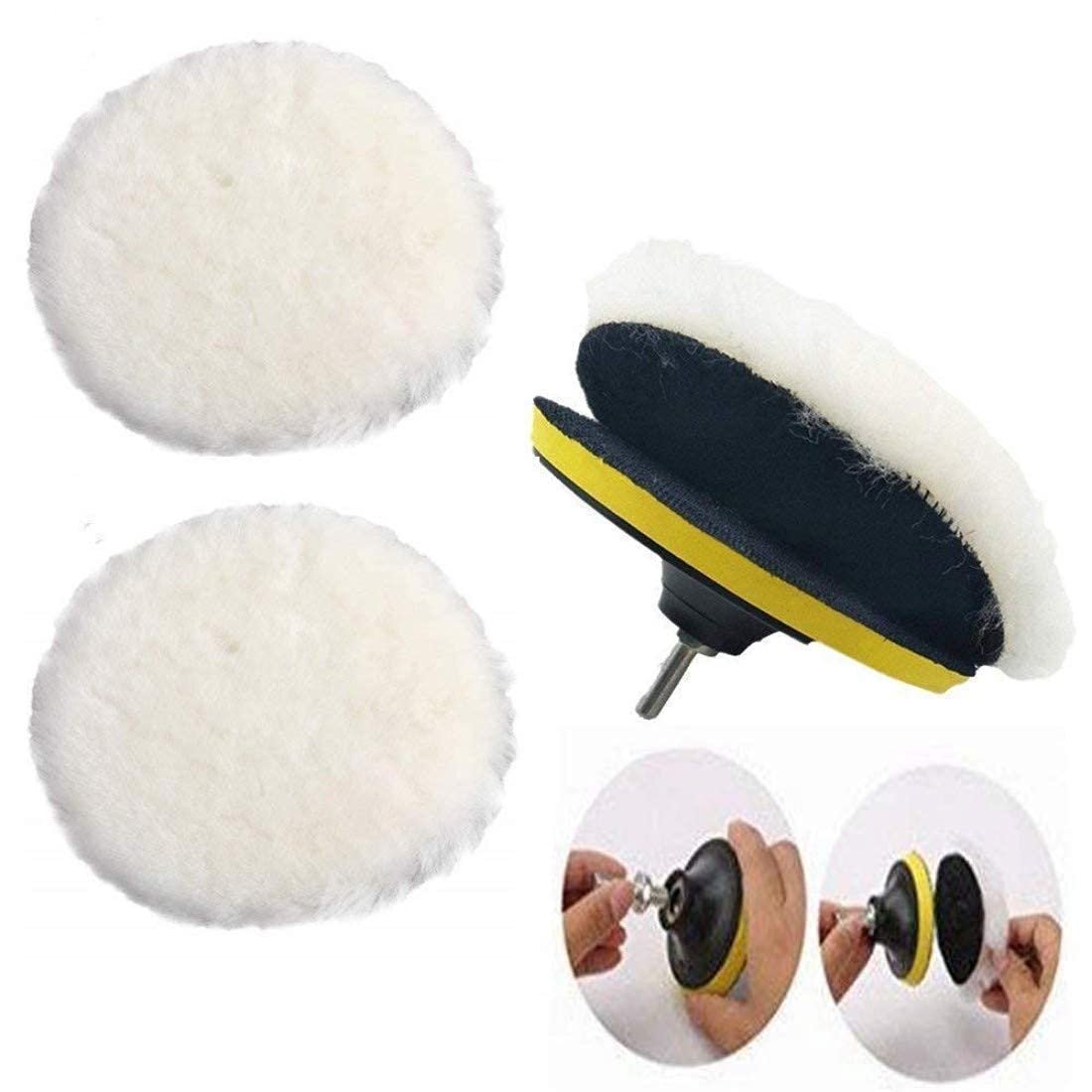 Diy Crafts Polishing Wool Pad With Backer Pad Sucker and Connecting Rod for Home Wall Paint Remove Cleaning Polishing, Pack of 1 Set, 1" (Multicolor) 3