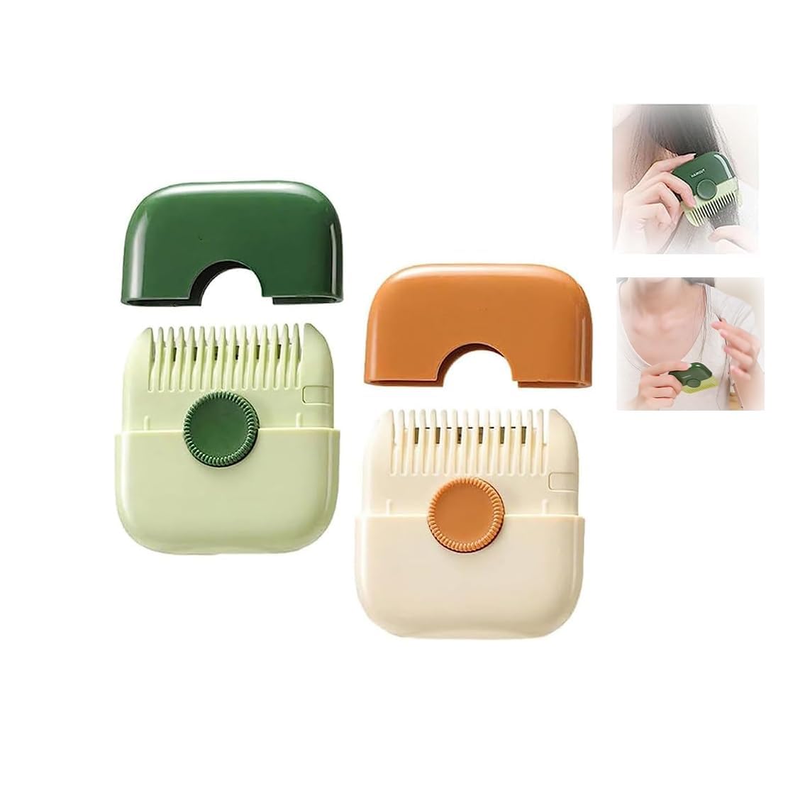 2 PCS 2 in 1 Hair Trimmer, Dual-Side Design Split Ends Comb, Mini Manual Portable Multifunctional Clipper for Girls Trimming and Styling