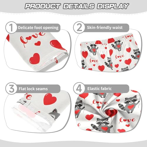 Raccoon Heart Pattern Girls Leggings Soft Stretch Workout Yoga Dance Pants for Kids Casual Tights3