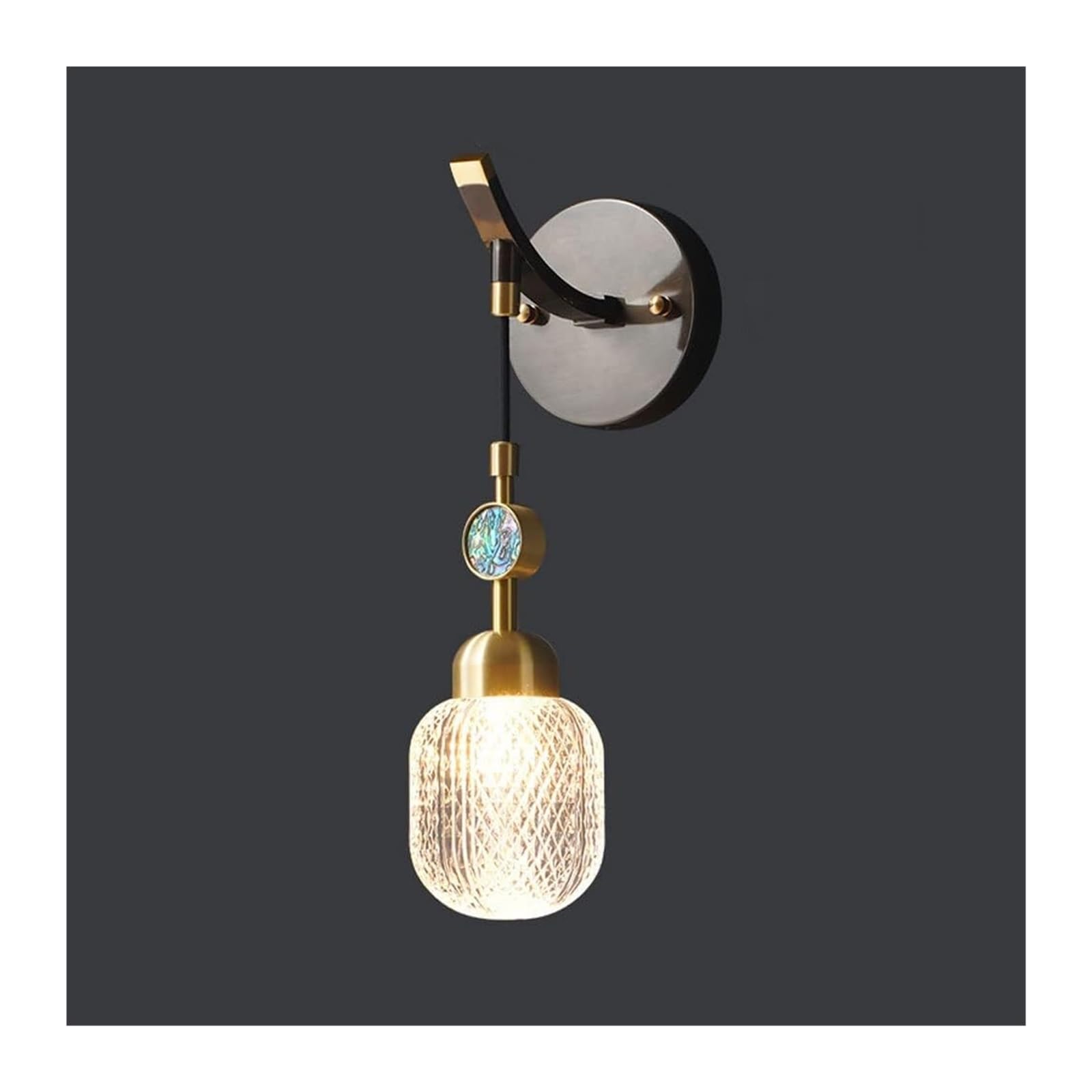 ZTCHSENZT Copper Wall Sconce Lighting Fixture Pattern Glass Wall Lamp, Bedroom Bedside Decor Wall Mount Light Chandelier