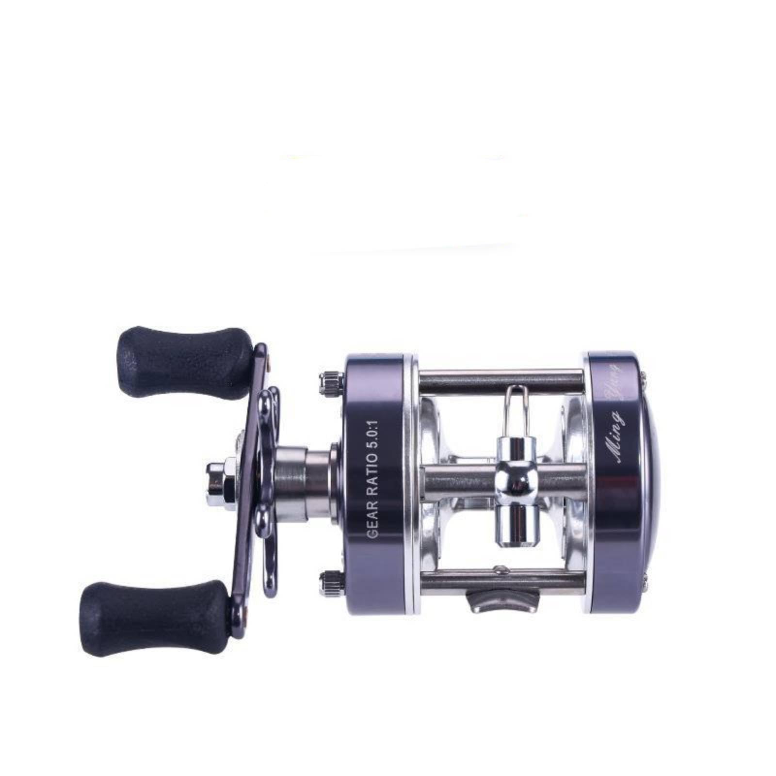 LOVIVER Carrete de Pesca Redondo para Lance Suave con Construcción Rígida de Metal Bobina Visible Guía de Línea y Freno Estelar Ajustable Empuñaduras Dobles