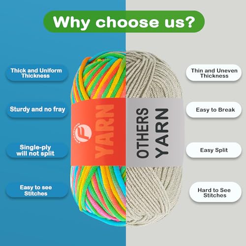 Image of 4x50g Beginner Crochet Yarn for Crocheting and Knitting; Beginner Easy Yarn kit with Tool Set (Rainbow+Strawberry+Lawngreen+Aqua, 4 Skein)