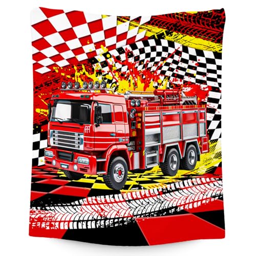 Boys Blanket, Fire Truck Blanket for Boys, Car Gifts for Kids, Warm Fleece Throw for Couch & Sofa, 30"x40"