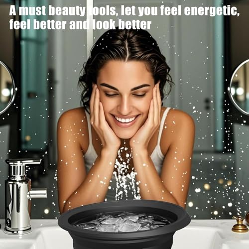 Image of Face Bowl for Ice with Built-in Ice Tray - Collapsible Silicone Facial Ice Bath Bowl for Cold Plunge Therapy, Skin Tightening & Acne Relief - Portable Spa Tool for Home & Travel