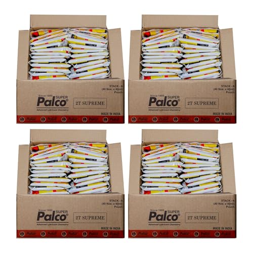 Image of PALCO 2T-SUPREME Engine Oil (2T Petrol Mix) API: TC JASO: FC Small Packet Semi-Synthetic Fuel Additive for 2 Stroke Bike Scooter Scooty Auto 3 Wheller (40ml X 40 Piece Pouch) (Pack of 4)