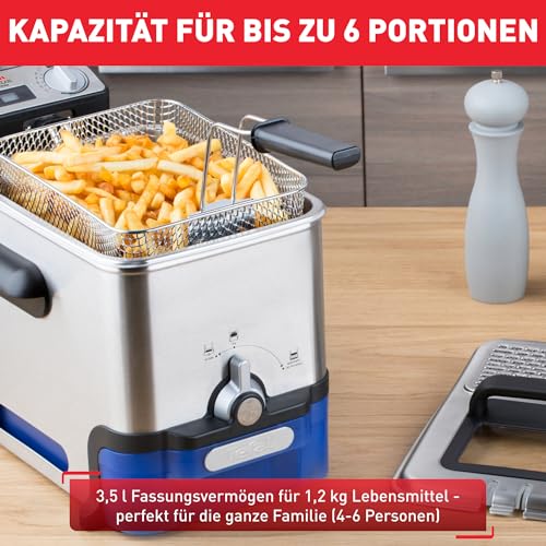 Tefal Oleoclean Pro Inox & Design Fritteuse, 2300W, Kapazität 1,2 Kg, Herausnehmbarer Ölbehälter, Automatische Öl/Fett Filterung, Timer, Thermostat, 3.5 L, Friteuse schwarz, Edelstahl, FR8040 – Bild 6