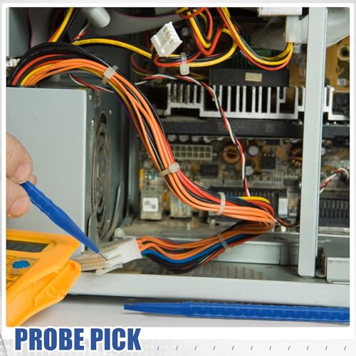Image of Daifunli 10 Pcs Probe Pick Spudger Tools Bulk Nylon with L-Shaped Wire Hook 7 inch Length for Telecom Data Communication and Alarm Installers (Blue)