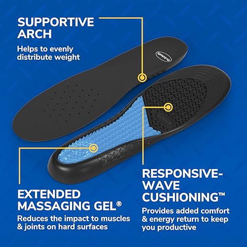 dr scholl39s work all-day superior comfort insoles with massaging gel - designed for men amp women with hard-working feet eliminates sore muscles and tired legs arch support inserts with odor control