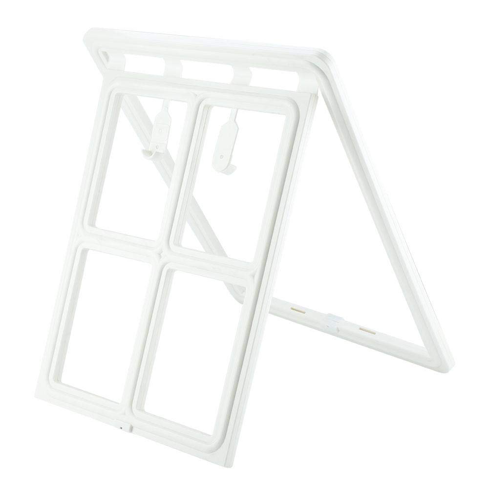 Porta per cani e animali domestici, in plastica, per cani, cuccioli e gatti, con chiusura magnetica, per finestra, cancello (XL bianco)