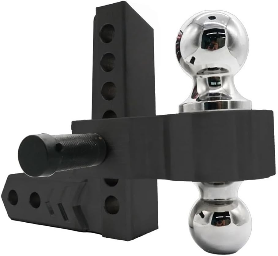 OUTMX Adjustable Trailer Hitch 2" Receiver 6" Drop/Rise Drop Hitch 12500 LBS GTW Ball Mount 2" 2-5/16" Dual Towing Ball Double Locks(Drop4,Black)
