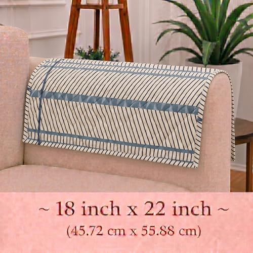 Image of STITCHNEST 'Frostvine Collection' Sofa Armrest Cover | Cotton Quilted Fabric, Washable & Durable for Modern Living (18 x 22 Inches)
