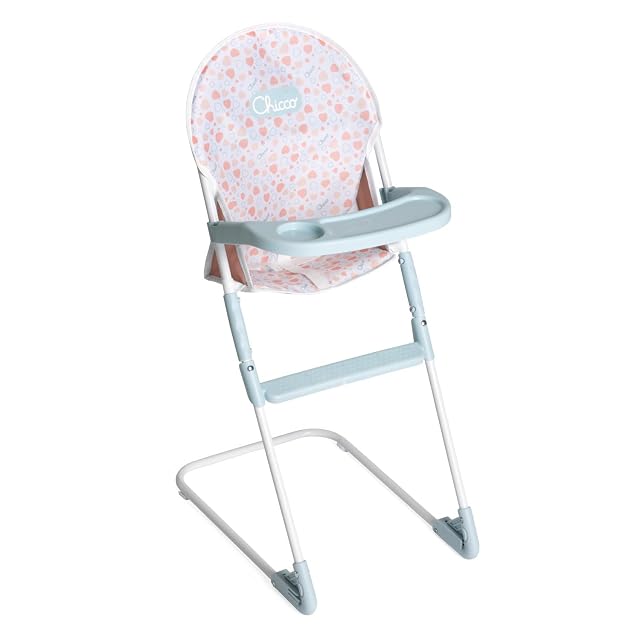 Chicco Trona para muñecas, para niños a Partir de 3 años, Trona de Juguete, con Estructura metálica y Detalles realistas, Bandeja y reposapiés de plástico, Ligera y fácil de Montar