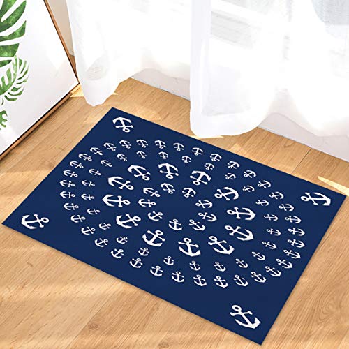 Nautical Anchor Mandala Zentable Doormats Entrance Front Door Rug Outdoors/Indoor/Bathroom/Kitchen/Bedroom/Entryway Floor Mats,Non-Slip Rubber,Low-Profile #TOP4