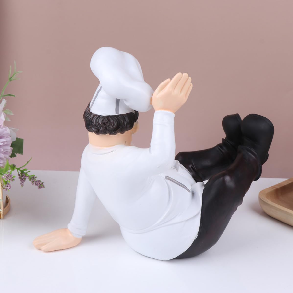 Statua Chef Ornamento Elegante in Resina Stile Europeo Figura Chef da Tavolo Stabile per Decorazione Cucina e Ristorante per Bar e Bistro