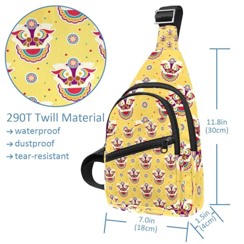 Bolso cruzado compacto de 30x18 cm con estampado de danza de león 5