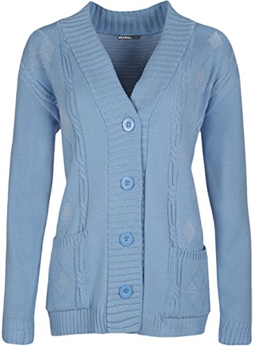 Image of WearAll Plus Size Womens Button Long Sleeve Pocket Top Ladies Knitted Cardigan - 4-22