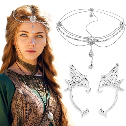 Manchettes d'oreilles et couronne d'elfe pour compléter un déguisement de cosplay féerique