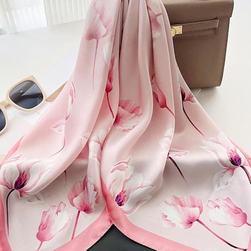 Women's Lightweight and Fashionable Neck Scarf Simple Retro Printed Small Square Towel4