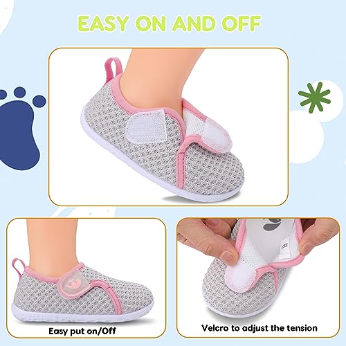 Image of FEETCITY Baby Boys Girls First Walking Shoes Infant Sneakers Crib Shoes Breathable Lightweight Slip On Shoes