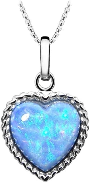 Paul Wright Created Opal Pendant Necklace, Heart Shaped with Vibrant Colour, 925 Sterling Silver, 41cm plus 5cm Extender
