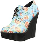  TUK Damen Creeper Wedges Stiefel & Stiefeletten, Grün - Vert (Tropical Floral Print), 41 EU