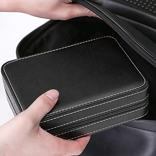 Homeater 2 Slot Watch Box Portable Travel Zipper Case Collector Storage Jewelry Storage Box (Black)