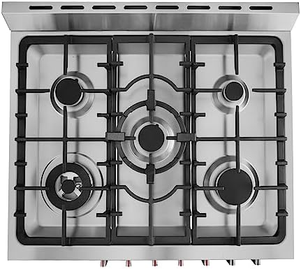 COSMO COS-305AGC 30 in. 5.0 cu. ft. Freestanding Single Oven Gas Range with 5 Burner Cooktop and Heavy Duty Cast Iron Grates in Stainless Steel