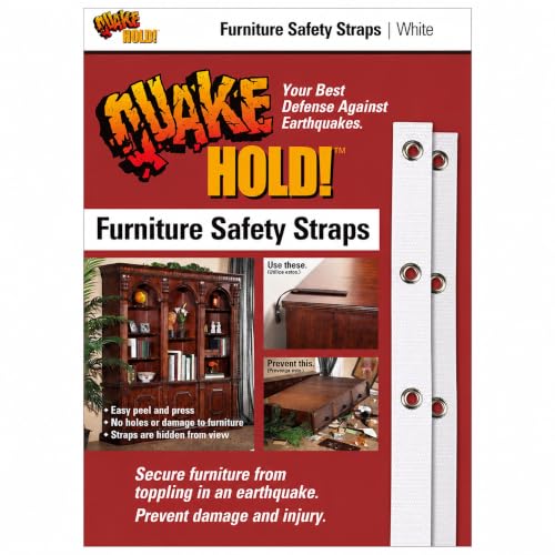 QuakeHold! 4164 Furniture Strap Kit, Anti Tip Protection, White