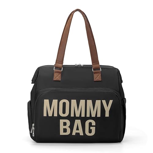 Dravina Diaper Bag for Moms with Large 14-Compartment Storage, Insulated Pockets, Shoe Compartment, Waterproof Baby Bag | Premium Leather Shoulder Strap for On-the-Go Moms, 40cm