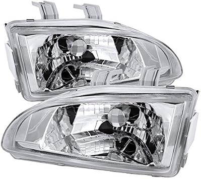 Carpartsinnovate Fits 92-95 Honda Civic Replacement Chrome Clear Headlights Front Driving Lamps
