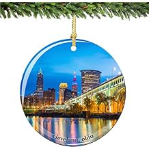 Cleveland Ohio Christmas Ornament Porcelain Double Sided