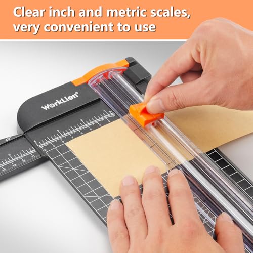 WORKLION Paper Cutter - A4 Paper Craft Cutter with Security Blade for Cut Gift Card, Coupon, Label, Cardstock, Photo, 12 inch Black Office Paper Trimmer image 1
