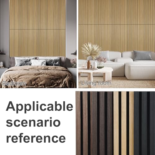 Image of Wood Panels for Wall Acoustic Slat Wall Panels 4-Piece 47.2 inchx23.6 inch 3D Fluted Sound Absorbing Panel for Interior Wall Decor and Ceiling - Oak