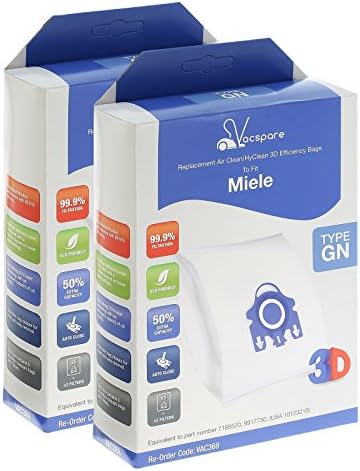 VACSPARE Dust Bags Compatible with Miele 3D GN HyClean AirClean Classic C1 Complete C2 & C3 Vacuum Cleaners (10 Pack)