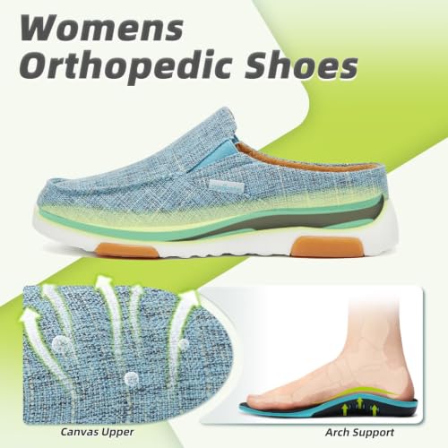 Image of OrthoComfoot Women's Arch Support Shoes,Plantar Fasciitis, Foot and Heel Pain Relief, Orthopedic Boat Shoes for Diabetic Bunions