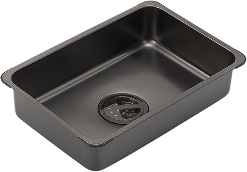Outdoor Camper Sink - Stainless Steel Compact Sink, Undermount Kitchen Sink Black Drain | Rectangular Washing Bowl, Dish Tub Dish Basin with Drain Plug for Outdoor Camping, Picnic, RV, BBQ