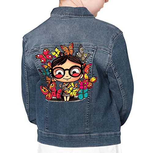 Cartoon Butterflies Kids' Denim Jacket - Great Gifts - Unique Gifts for Butterfly Lovers