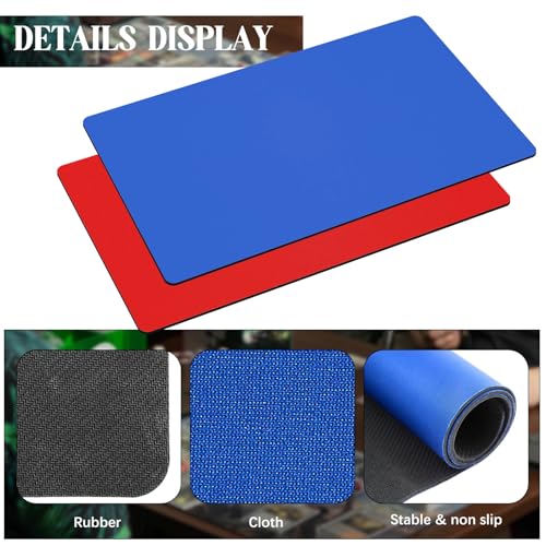 Image of Ecally 4 Pcs Card Game Mats 24 x 14 Inch Playmat Table Smooth Playing Card Mat for TCG, Gameplay (Red,Blue)