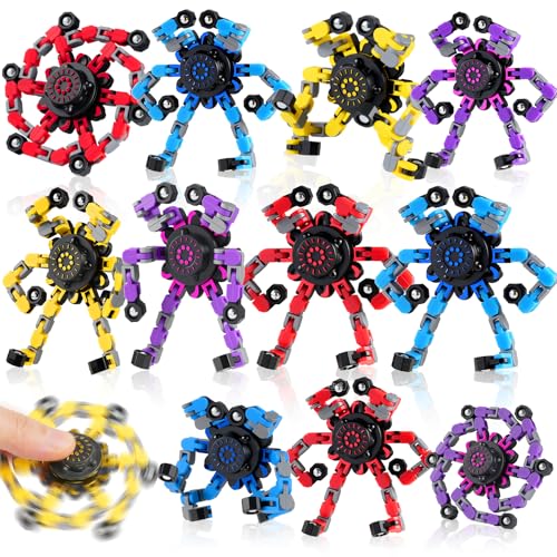 12PCS Transformable Fidget Spinners Easter Basket Stuffers,Deformable Chain DIY Robot Spinner Sensory for Boys Girls,Easter Egg fillers,Easter Fidget...
