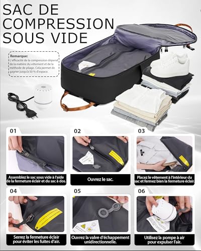 Organisateur De Valise Voyage : COOLIFE Sac à Dos sous Vide Voyage Easyjet 45x36x20 avec Pompe|... – Image 4