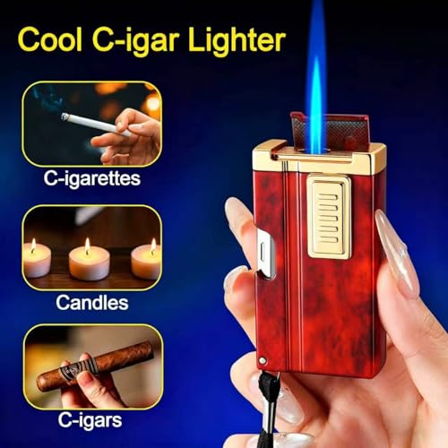 Encendedor a llama de soplete a prueba de viento recargable miniatura 4