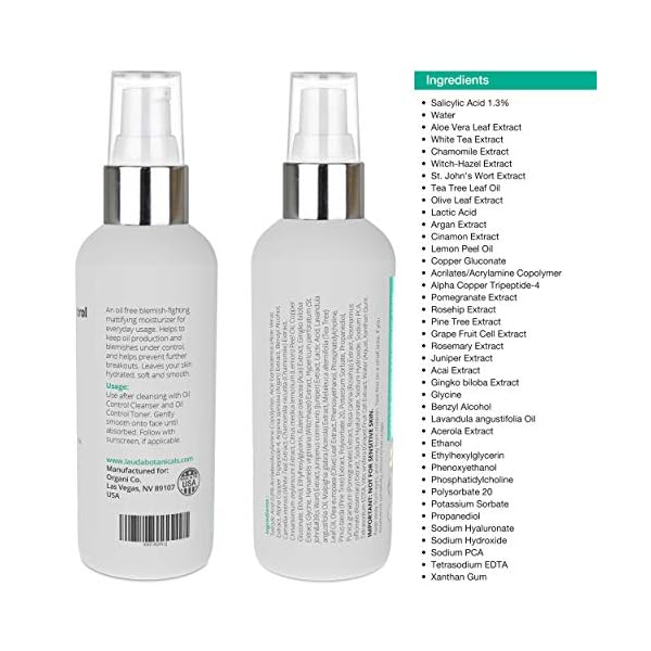 Oily-Face-Control-Mattifying-Primer-and-Moisturizer-with-Salicylic-Acid-and-Tea-Tree-Oil-Anti-Shine-Facial-Primer-for-Men-and-Women-2-Oz-by-LAUDA-BOTANICALS Mattifying Primer and Face Moisturizer with Salicylic Acid and Tea Tree Oil, Daily Face Lotion Non-Greasy Hydrating Anti Shine Facial Primer for Men and Women, 2 Oz by LAUDA BOTANICALS