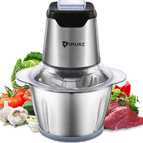 Food Chopper, Electric Meat Grinder 1.2L Stainless Steel Food Processor for Baby Food, Meat, Vegetables, Fruits and Nuts, Stainless Steel Bowl with 4 Sharp Blades, 500W