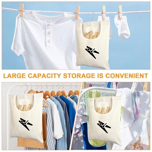 Clothes Peg Bag, Peg Bag for Clothespins, Linen Clothes Peg Bag, Holds 100 Clothespins, Hanging and Reusable Peg Bags for Clothespins, 32 x 28 cm, beige, Unisex - Image 7