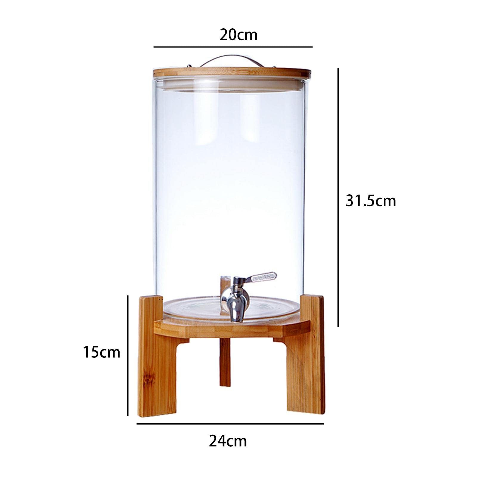 Glas Getränkespender mit Edelstahlfilter Borosilikat Getränkefass Leakproof Behälter mit Bambusdeckel Und Ventil für Restaurant Hotel Gartenparty, 8L