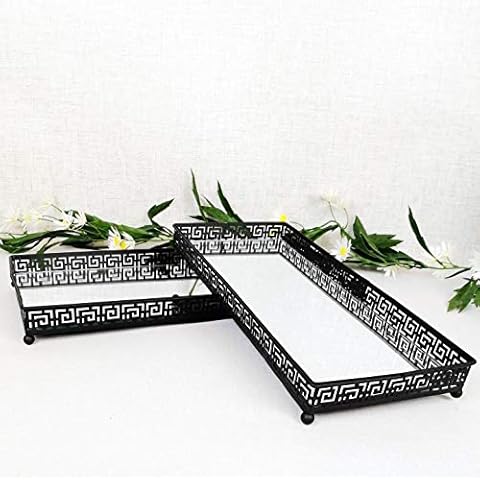 Cherish Home Black Decorative Rectangular Display Trays - Mirror Effect (Large) Cover